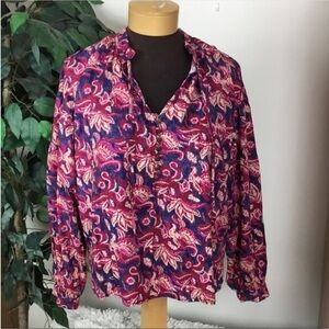 Anthropologie Pilcro floral blouse Woman’s size small blue pink red tan